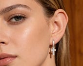 Iced Out Cross Hoop Earrings Unisex — photo 6