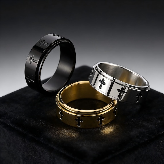 Cross Spinner Ring, Prayer Fidget Ring