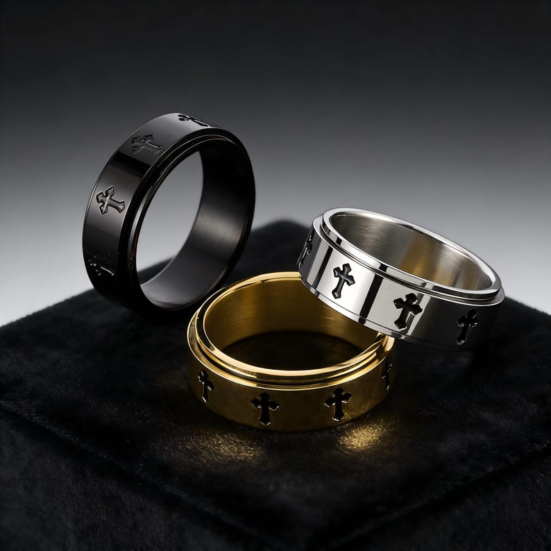 Cross Spinner Ring, Prayer Fidget Ring