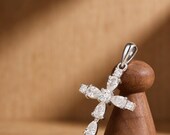 Dainty Teardrop Cross Necklace 925 Sterling Silver — photo 7