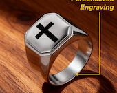 Men’s Signet Cross Ring — photo 2