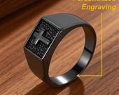 Rectangular Cross Signet Ring Men — photo 4
