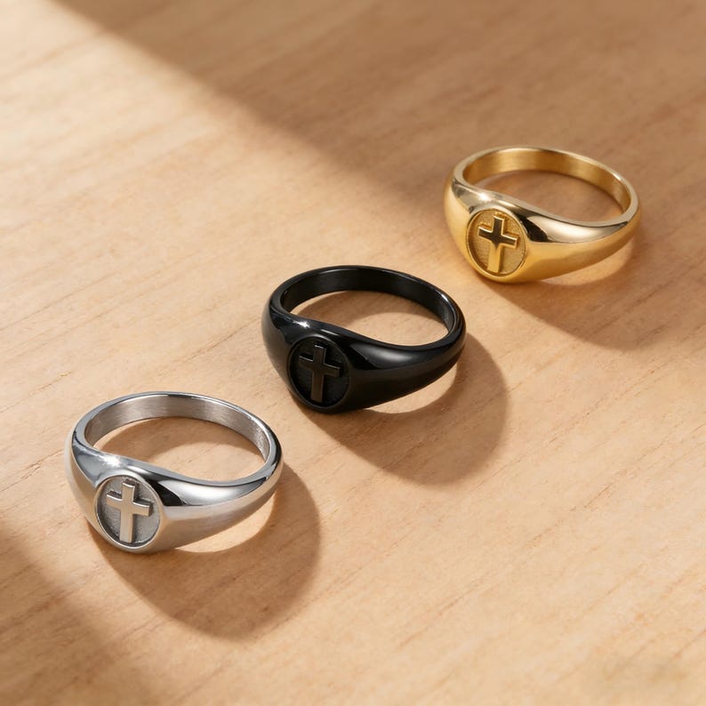 Minimalist Cross Ring for Men & Women – Stainless Steel Prayer Band