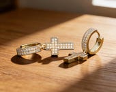 Iced Out Cross Hoop Earrings Unisex — photo 3