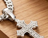 Sterling Silver Cross Pendant with Zirconia or Moissanite — photo 4