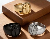 Minimalist Cross Ring Men — photo 1