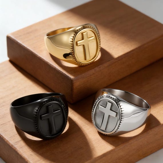 Minimalist Cross Ring Men
