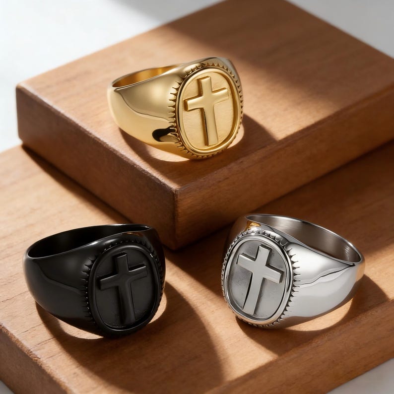 Minimalist Cross Ring Men