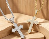 Iced Out Cross Pendant with Zirconia or Moissanite — photo 1