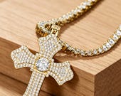 Sterling Silver Cross Pendant with Cubic Zirconia — photo 3