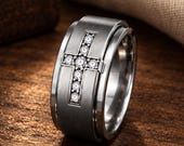 Diamond Cross Wedding Ring Men — photo 6