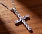 Purple Zirconia Cross Choker Necklace Women — photo 2