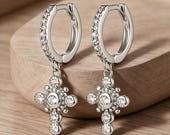Dainty Cross Hoop Earrings — photo 4