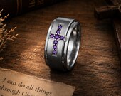 Ruby Cross Ring Men, Red Birthstone Band — photo 6
