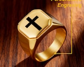 Men’s Signet Cross Ring — photo 4