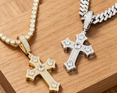 Sterling Silver Cross Pendant with Zirconia or Moissanite — photo 2