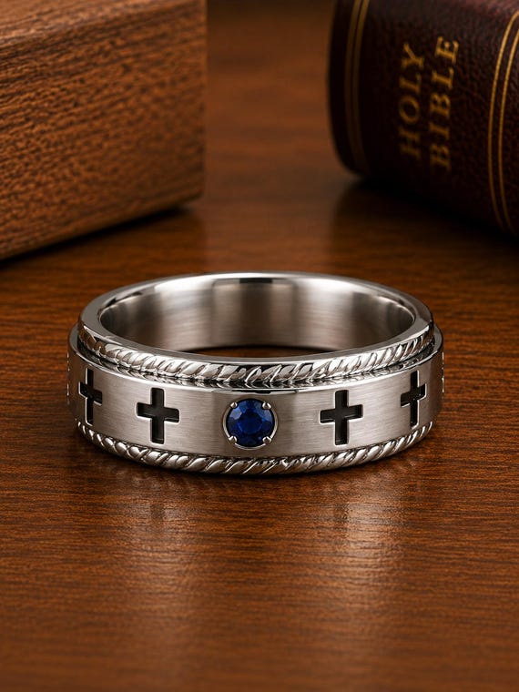 Cross Wedding Ring Men