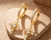 Dainty Cross Hoop Earrings — photo 1