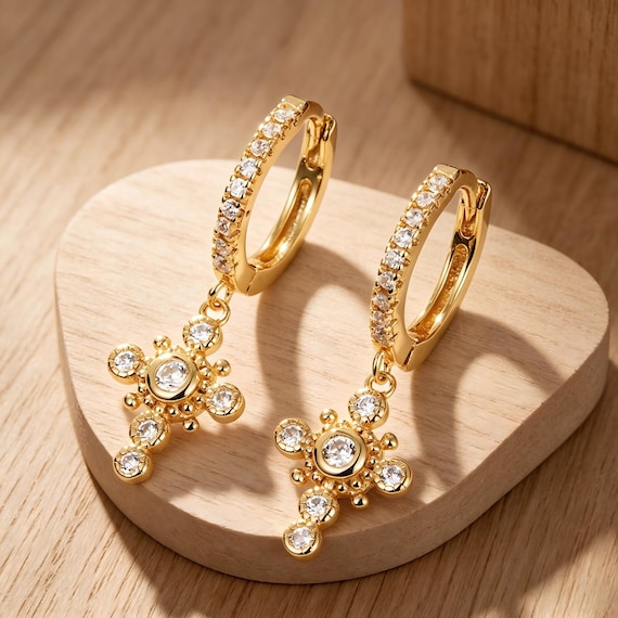 Dainty Cross Hoop Earrings