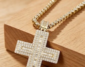 Sterling Silver Baguette Cross Pendant with Cubic Zirconia — photo 3