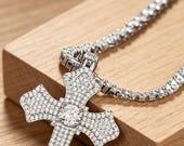 Sterling Silver Cross Pendant with Cubic Zirconia — photo 4