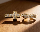 Iced Out Cross Hoop Earrings Unisex — photo 10
