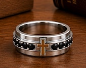 Black Onyx Cross Wedding Ring Men — photo 1