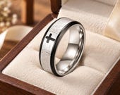 Engraved Lord’s Prayer Ring for Men– Stainless Steel Cross Band — photo 10