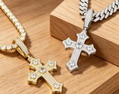 Sterling Silver Cross Pendant with Zirconia or Moissanite — photo 1