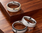 Engraved Lord’s Prayer Ring for Men– Stainless Steel Cross Band — photo 1