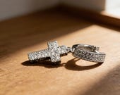 Iced Out Cross Hoop Earrings Unisex — photo 9