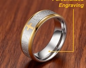 Engraved Lord’s Prayer Ring for Men– Stainless Steel Cross Band — photo 4