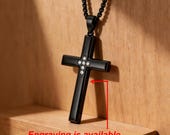 Stainless Steel Cubic Zirconia Cross Necklace on Rope Chain — photo 1