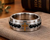 Black Onyx Cross Wedding Ring Men — photo 9