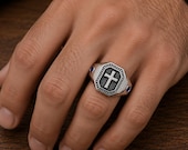 Christian Cross Signet Ring Men — photo 2