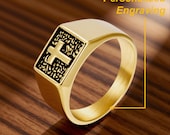 Rectangular Cross Signet Ring Men — photo 3