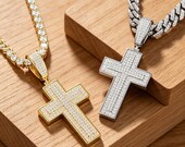 Sterling Silver Iced Cross Pendant with Cubic Zirconia Moissanite — photo 2