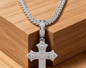 Sterling Silver Cross Pendant with Zirconia or Moissanite — photo 3