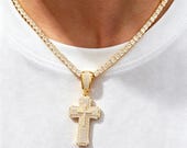Sterling Silver Iced Cross Pendant with Cubic Zirconia/Moissanite — photo 7