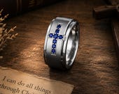 Sapphire Cross Spinner Ring for Men — photo 1