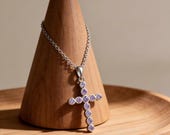 Purple Zirconia Cross Choker Necklace Women — photo 4