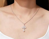 Sterling Silver Pavé Cross Pendant with Zirconia or Moissanite — photo 7