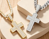 Sterling Silver Iced Cross Pendant with Cubic Zirconia Moissanite — photo 1
