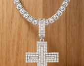 Sterling Silver Baguette Cross Pendant with Cubic Zirconia — photo 6