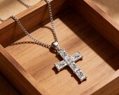 Sterling Silver Baguette CZ Cross Necklace — photo 3