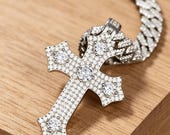Sterling Silver Cross Pendant with Zirconia or Moissanite — photo 5
