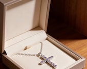 Purple Zirconia Cross Choker Necklace Women — photo 3