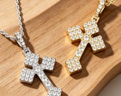 Sterling Silver Pavé Cross Pendant with Zirconia or Moissanite — photo 3