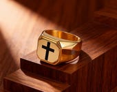 Men’s Signet Cross Ring — photo 10