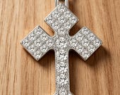 Sterling Silver Pavé Cross Pendant with Zirconia or Moissanite — photo 4
